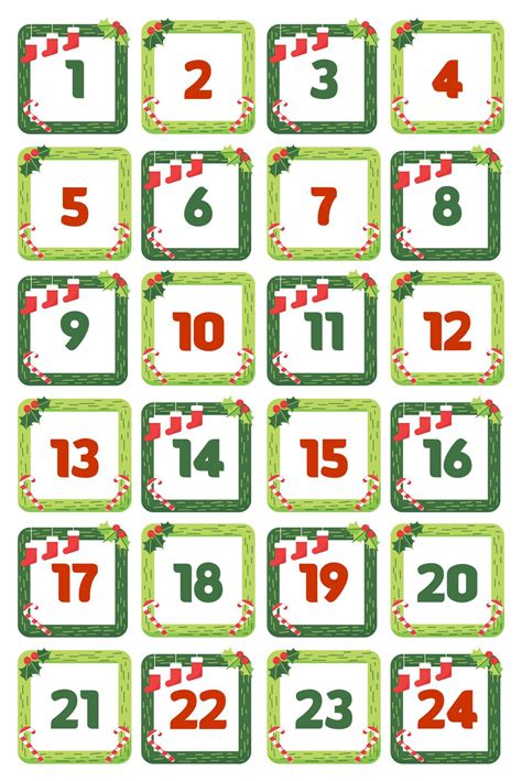 Advent Calendar Free Printable Numbers
