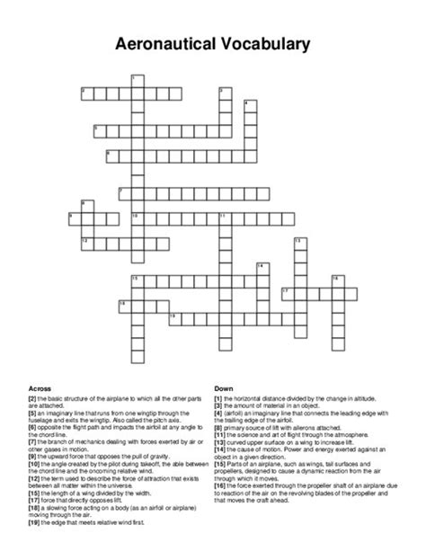 Aeronautical Vocabulary Crossword Answers Reader