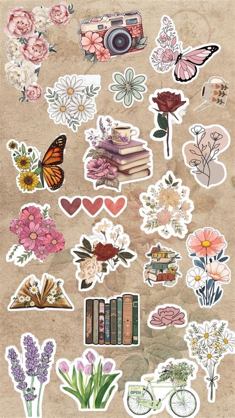 Aesthetic Drawing Romantic Stickers Printable Pinterest Easy Cut