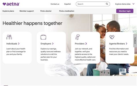 Aetna's website: