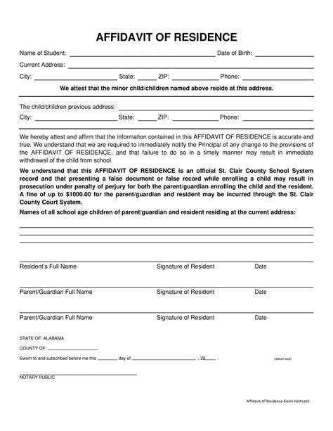 Affidavit Of Residence Template