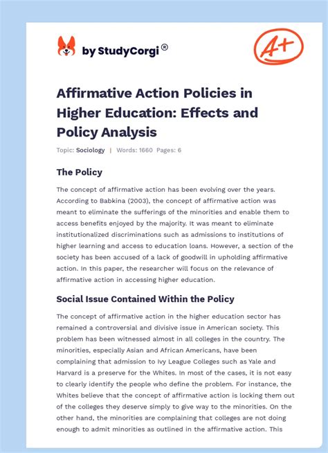 Affirmative Action in Higher Education: A Comprehensive Analysis
