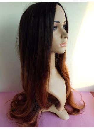 Affordable 24 Inch wavy Lace Front 100% Remy Hair Ombre Wigs