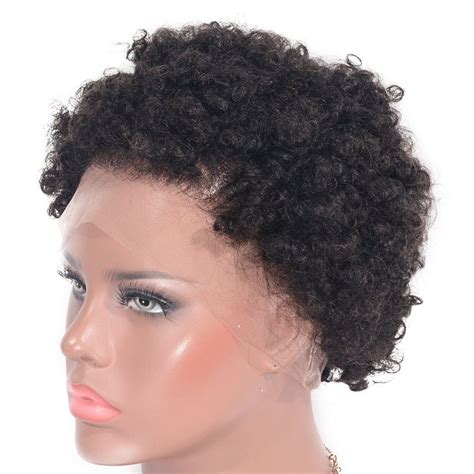 African American Classic Short Kinky Curly Lace Front Human Wigs