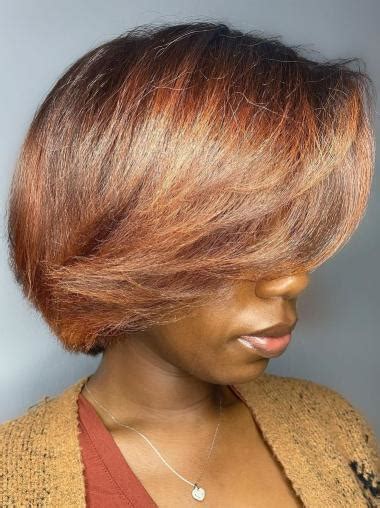 African American Short Wigs Remy Human Hair Bobs Copper Wigs