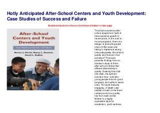 After-School Centers and Youth Development Case Studies of Success and Failure PDF