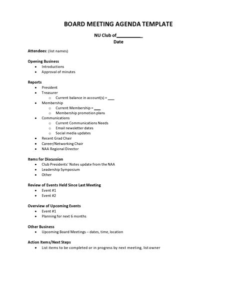 Agenda Template Example