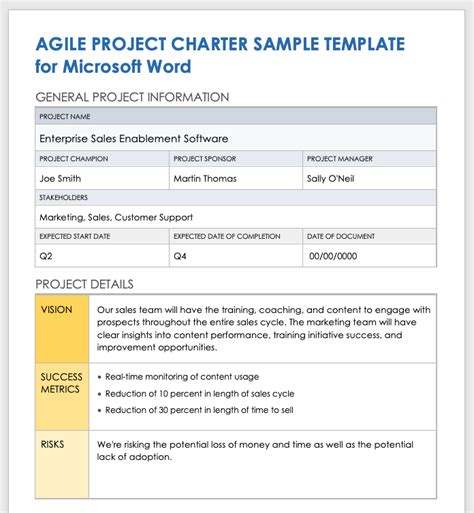 Agile Charter Template
