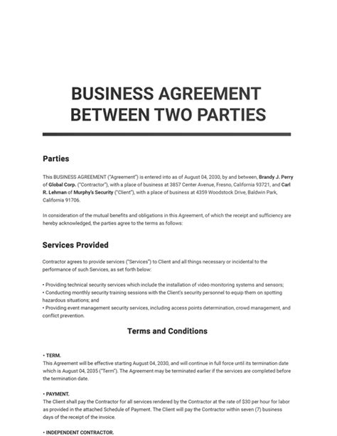 Agreement Between Two Parties