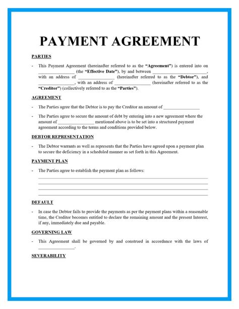 Agreement Template For Payment