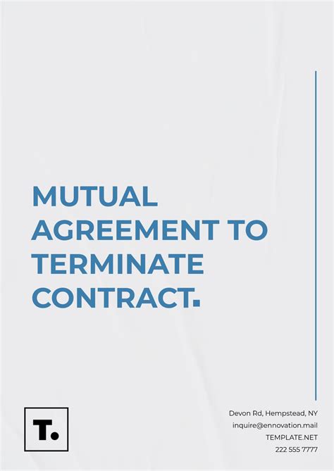 Agreement To Terminate Contract Template