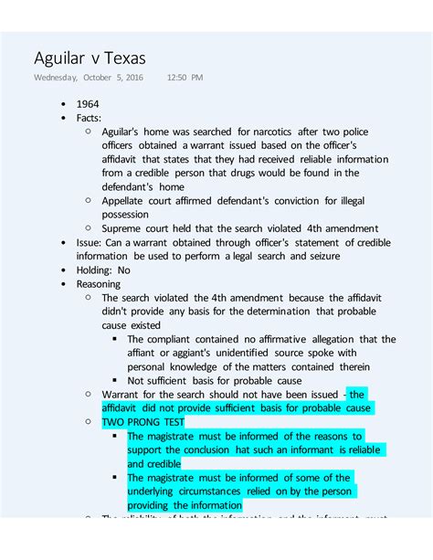 Aguilar v. Texas: A Landmark Case in Criminal Law