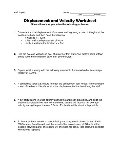 Ahs physics displacement and velocity answers Ebook Kindle Editon