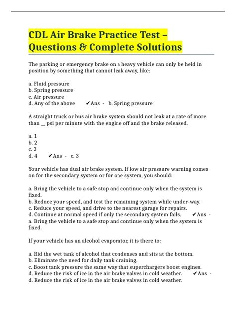 Air Brake Test And Answer Reader