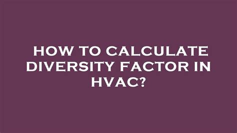 Air Conditioning Diversity Factor Ebook PDF