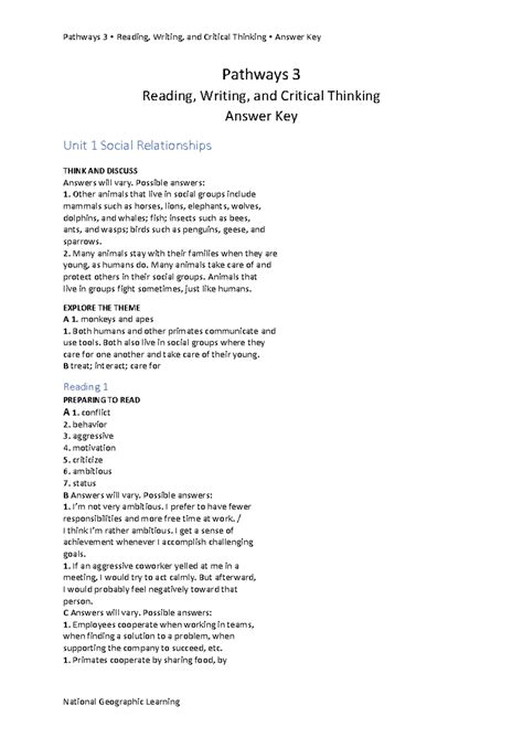 Air Critical Thinking Answer Key Doc