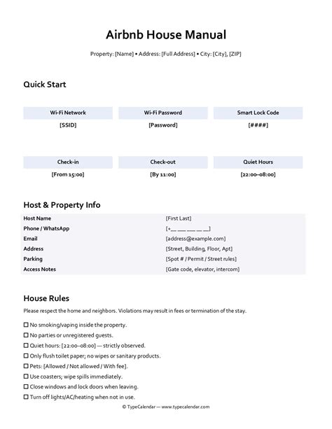 Airbnb Manual Template