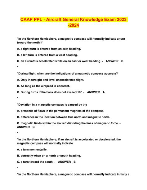 Aircraft General Knowledge Exam Ppl And Answers Reader