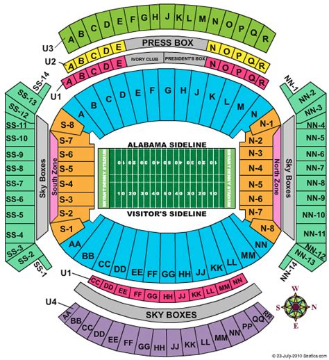 Alabama Crimson Tide Football Stadium Seating Chart