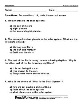 Alein Planets Readwork Answer Sheet PDF