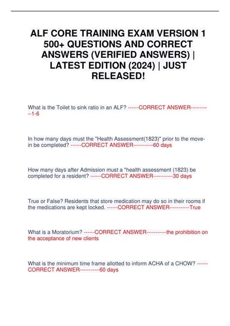 Alf Core Test Answers Doc