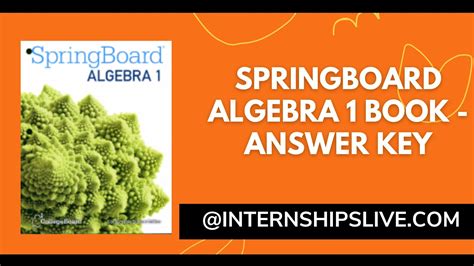 Algebra 1 Answer Key Springboard Epub