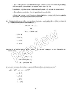 Algebra 1 End Of Course Exam Spring Practice Questions Answer Key Reader