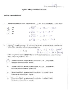 Algebra 1 Practice Keystone Exam Answer Key Epub