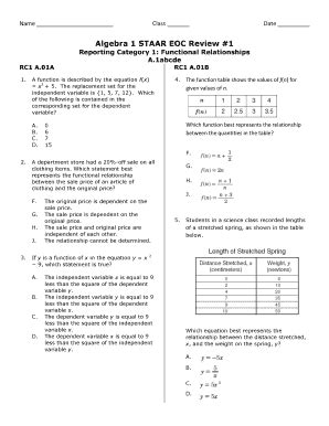 Algebra 1 Staar Eoc Review Answer Reader