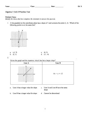 Algebra 1 Unit 3 Exam Test Answers Reader