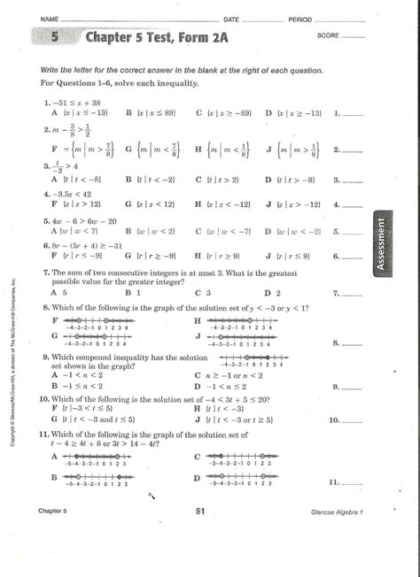 Algebra Chapter 5 Test Answers Doc