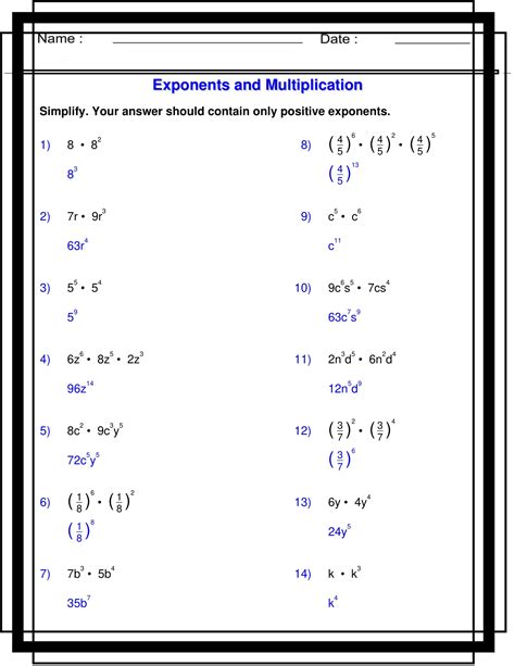 Algebra Exponent Problems With Answers Doc