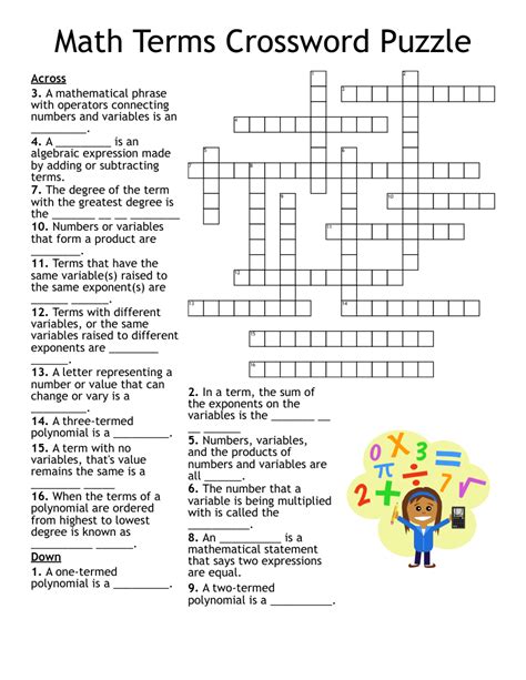 Algebra Terms Crossword Puzzle Answers Doc