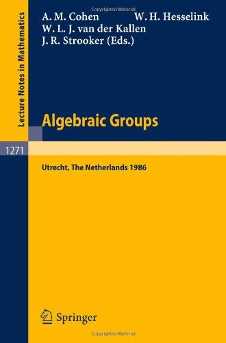 Algebraic Groups. Utrecht 1986 Proceedings of a Symposium in Honour of T.A. Springer 1st Edition Epub