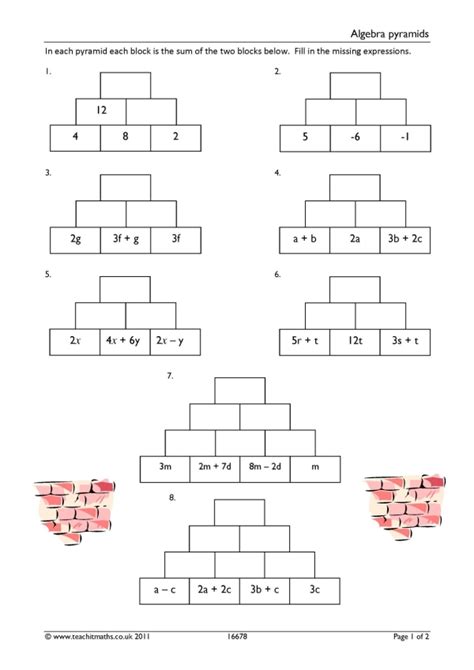 Algebraic Pyramids Worksheets Answers Doc