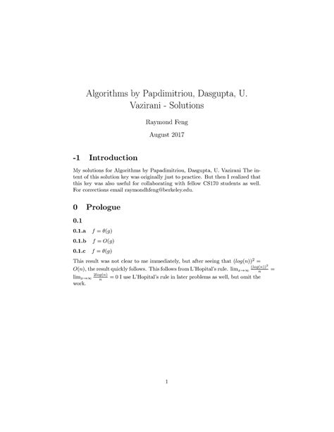 Algorithms By Dasgupta Papadimitriou And Vazirani Solution PDF