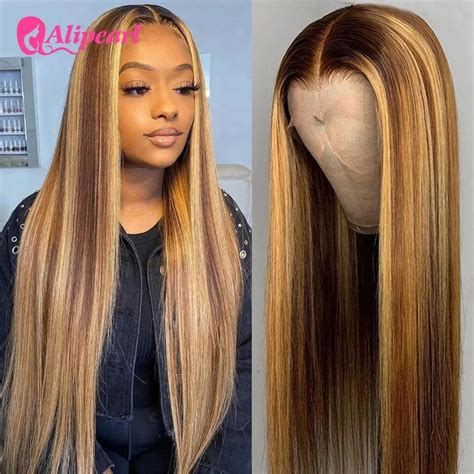 Alipearl 13x4 Lace Front Human Hair Wigs Straight Copper Medium Brown