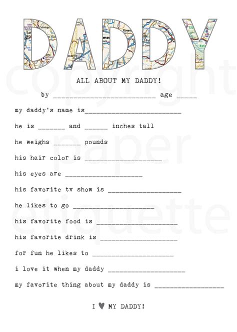 All About Daddy Free Printable