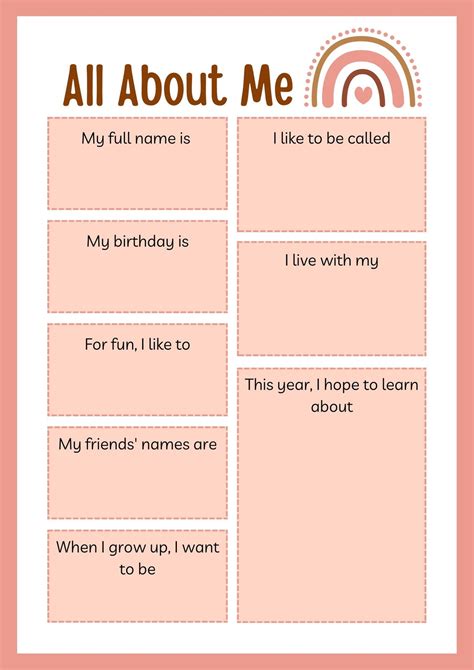All About Me Template For Teachers