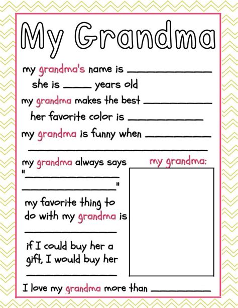All About My Grandma Free Printable