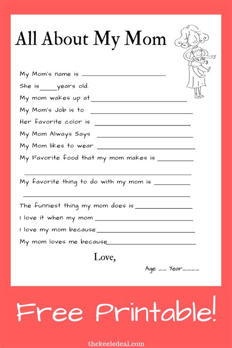 All About My Mom Free Printable