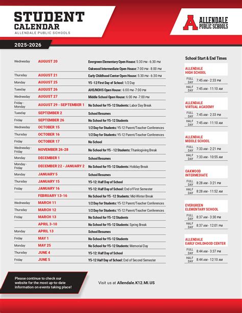 Allendale Public Schools Calendar