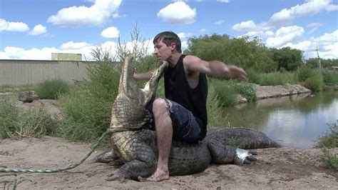 Alligator Wrestling in the Buff