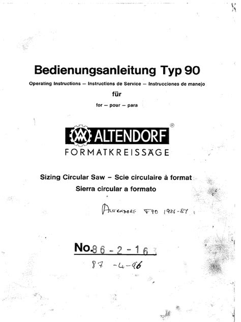 Altendorf F90 User Manual Ebook PDF