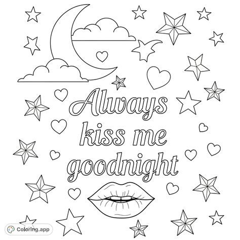 Always Kiss Me Goodnight Free Printable Color Page