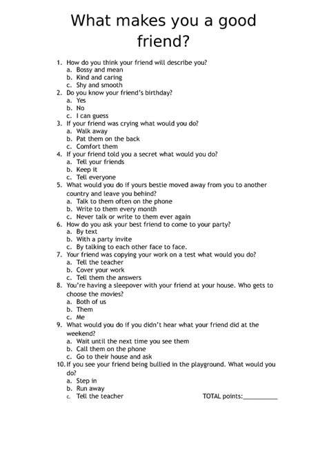Am I A Good Friend Printable Quiz