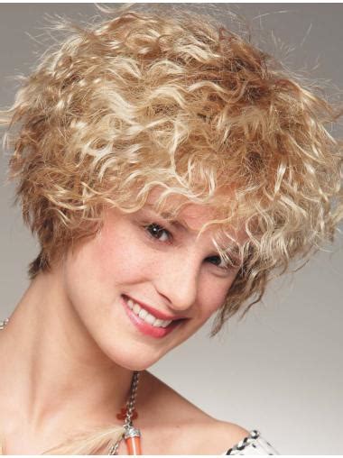 Amazing Blonde Chin Length Curly With Bangs Popular Wigs