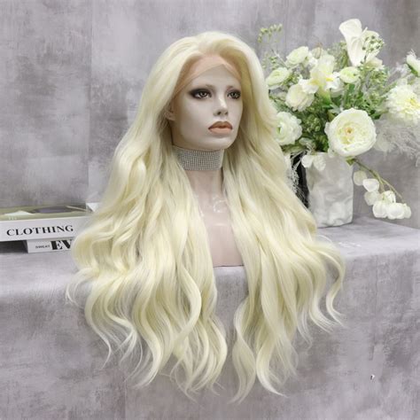 Amazing Wigs Wavy Synthetic Lace Front Long Creamy Blonde Wigs