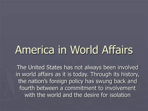 America in World Affairs PDF