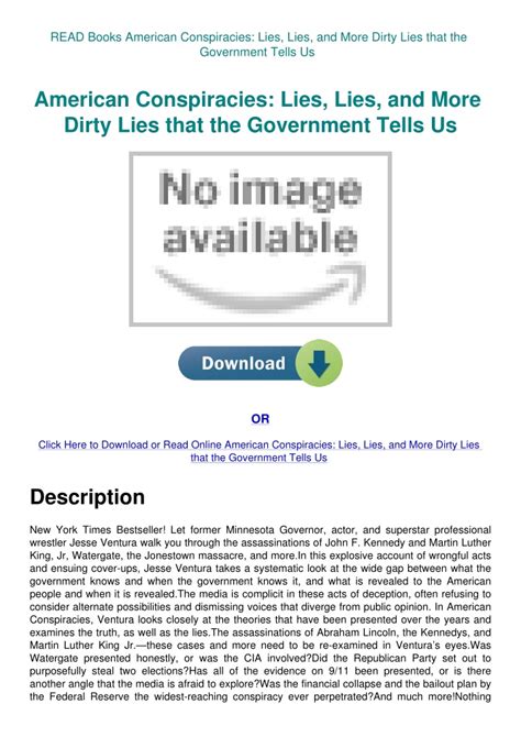 American Conspiracies Lies Lies and More Dirty Lies that the Government Tells Us Doc